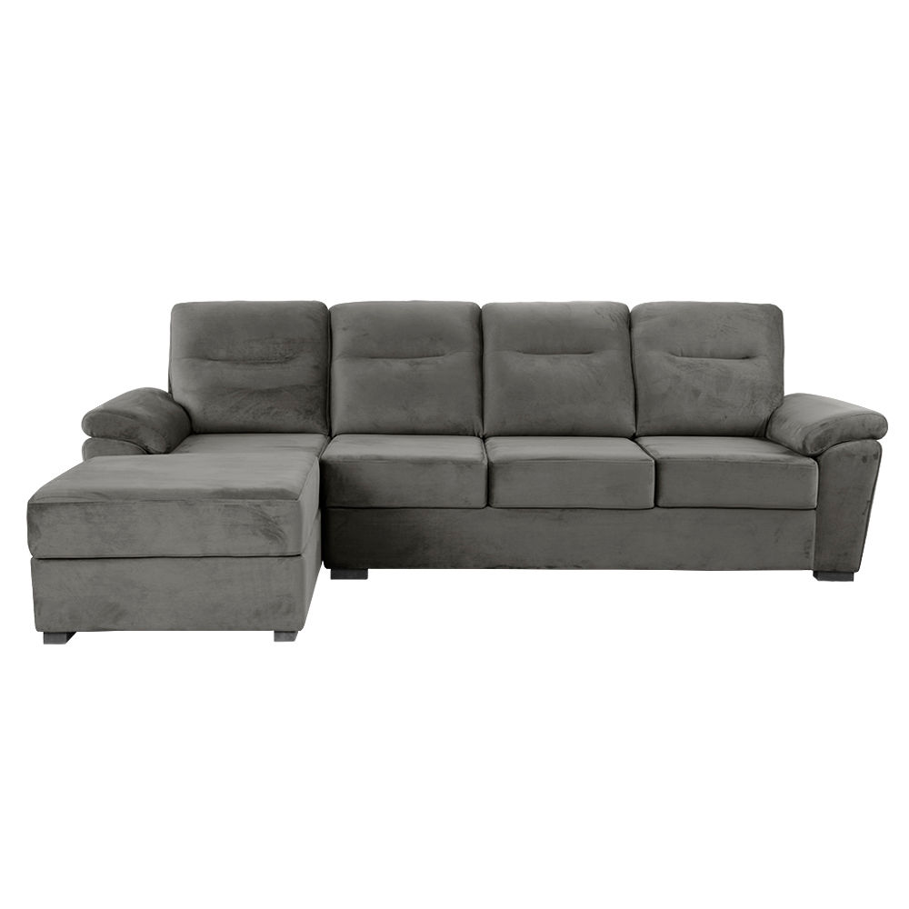 Wakefit Lounger L - Shape Sofa Set (3 Seater + Left Aligned Chaise) - Velvet Tuscan Tan